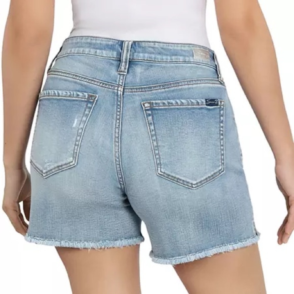 Seven Weekend Jean Shorts With Frayed Hem